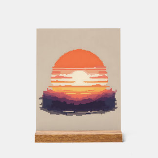 Pixel Retro Sunset Acrylic Sign