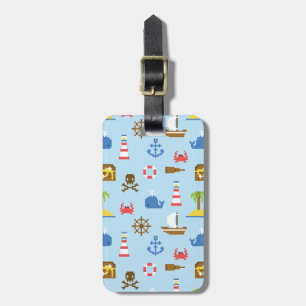 Pixel Sea Art Pattern Luggage Tag
