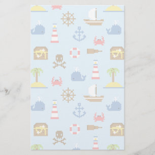 Pixel Sea Art Pattern Stationery
