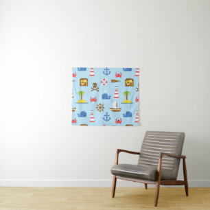 Pixel Sea Art Pattern Tapestry