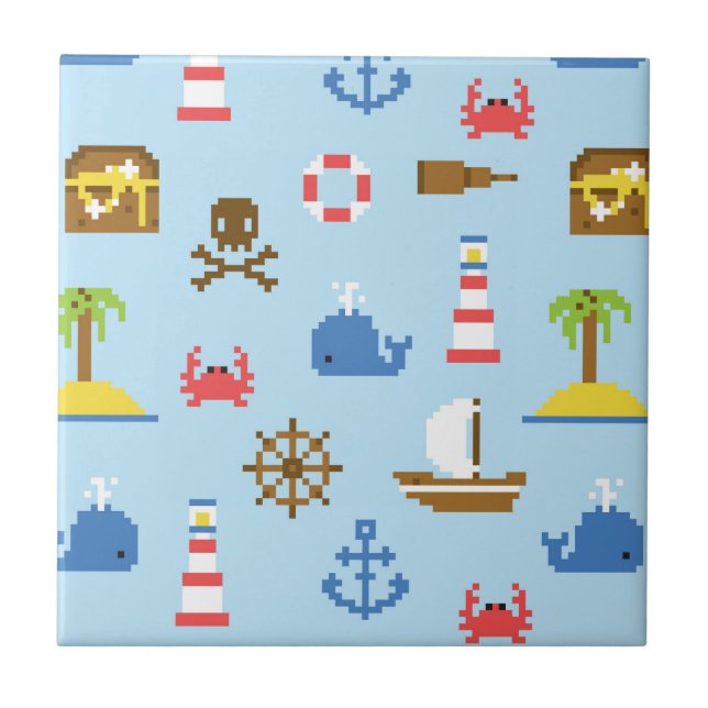 Pixel Sea Art Pattern Tile (Front)