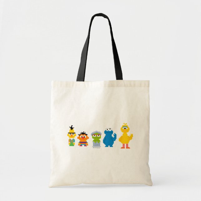 Pixel Sesame Street Characters Tote Bag (Front)