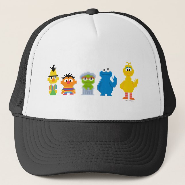 Pixel Sesame Street Characters Trucker Hat (Front)