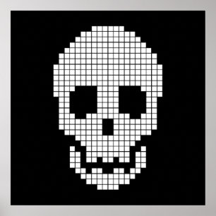 pixel skull poster