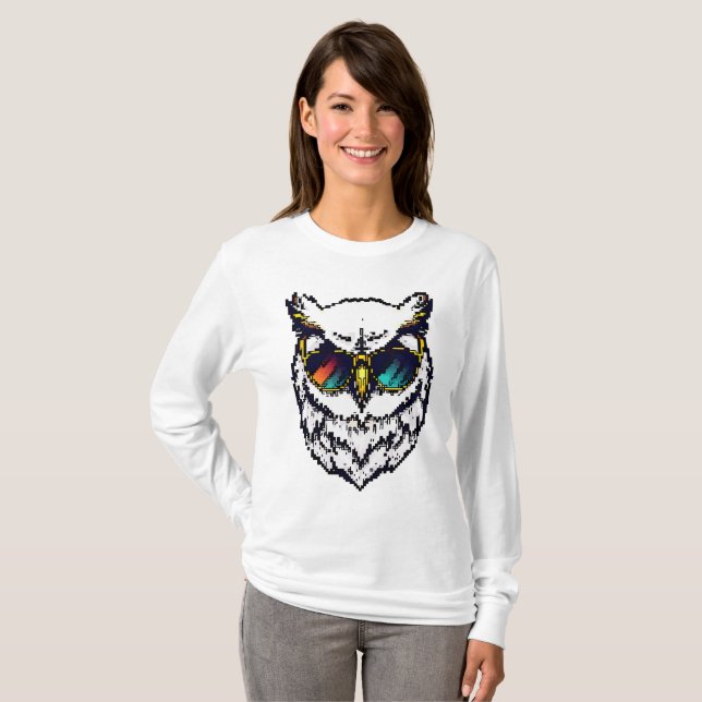Pixel Snowy Owl T-Shirt (Front Full)