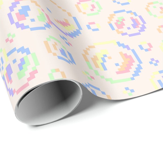 Pixel Soap Bubbles Pattern Wrapping Paper (Roll Corner)