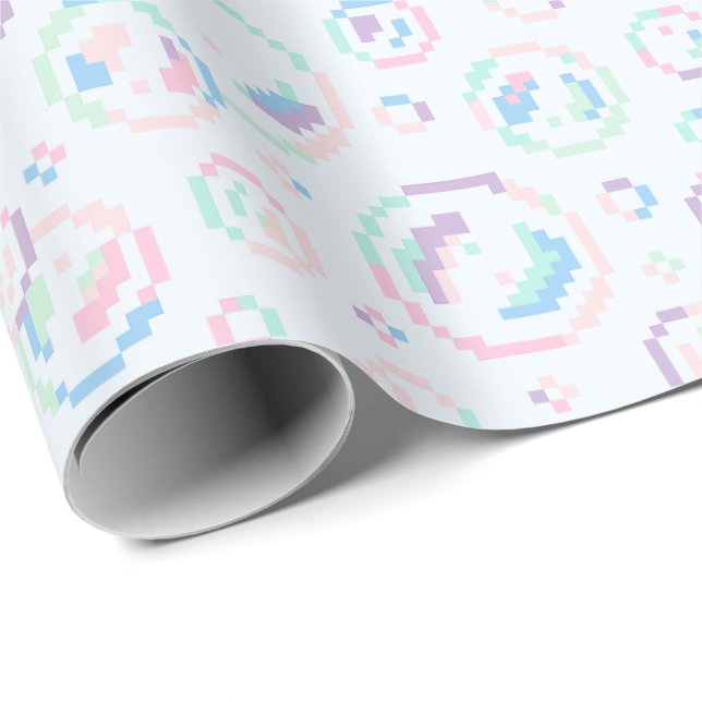 Pixel Soap Bubbles Pattern Wrapping Paper (Roll Corner)
