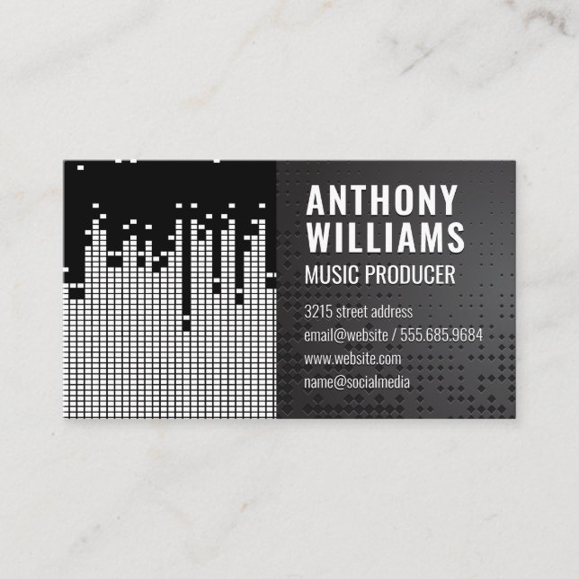Pixel Sound Bar Background Business Card (Front)