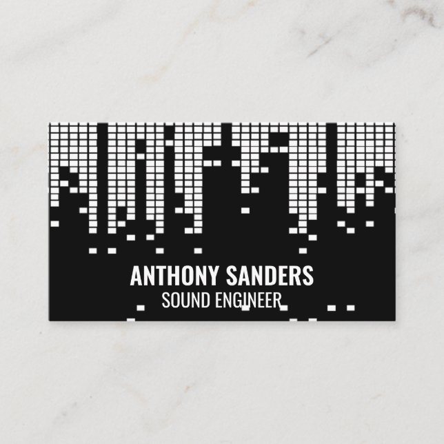 Pixel Sound Bar Background Business Card (Front)