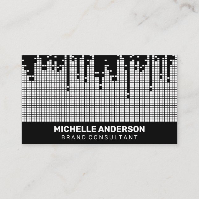 Pixel Sound Bar Background Business Card (Front)