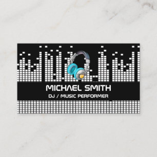 Pixel Sound Bar Background   Head Phones Business Card