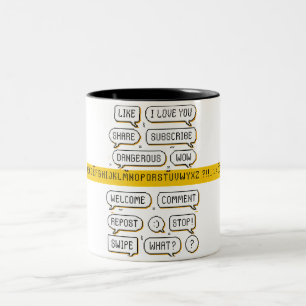 Pixel Speech Bubble Pack – Retro Social Media Phra Two-Tone Coffee Mug