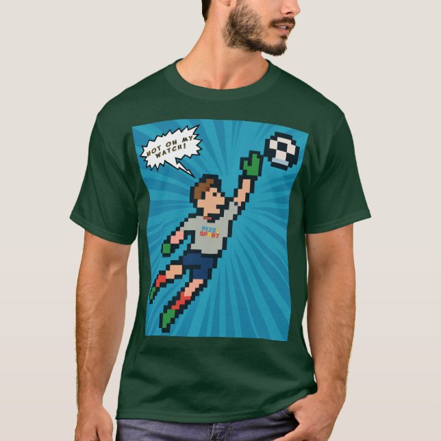 Pixel Sport – Retro Gamer Soccer Goalie T-Shirt (Front)