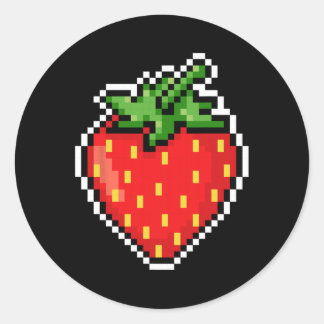 Pixel Strawberry 80s Video Game Halloween  Classic Round Sticker