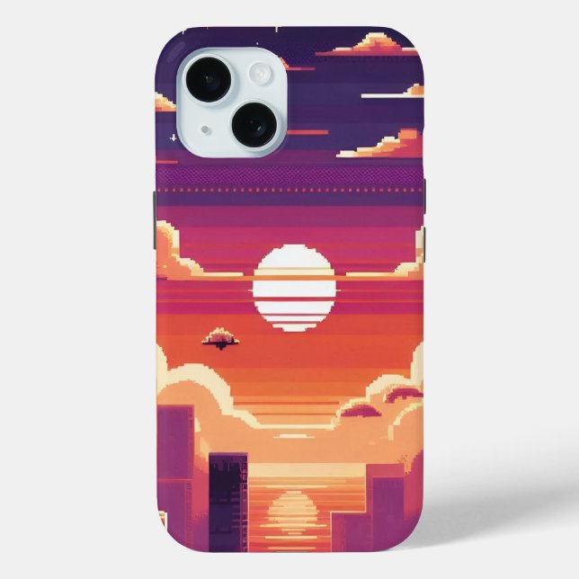Pixel Sunset City Case-Mate iPhone Case (Back)