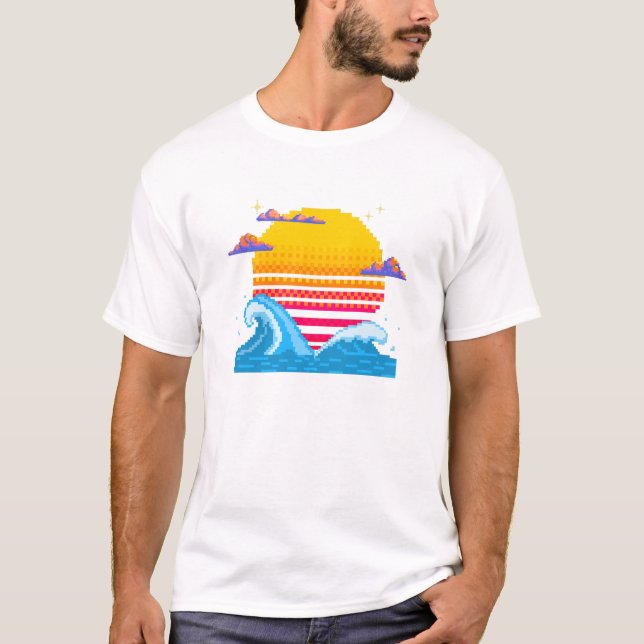 Pixel Sunset Horizon T-Shirt (Front)