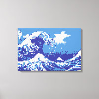 Pixel Tsunami Blue 8 Bit Pixel Art