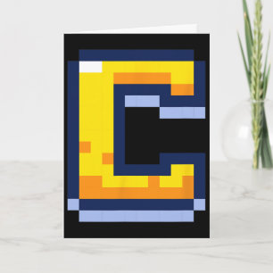 Pixel Video Game Letter C Name Initial Monogram Re Card