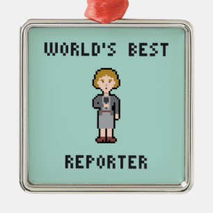 Pixel World's Best Female Reporter Metal Tree Decoration