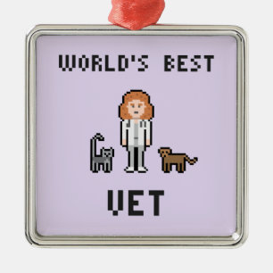 Pixel World's Best Female Vet Ornament