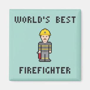 Pixel World's Best Firefighter Magnet