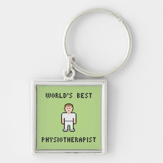 Pixel World's Best Physiotherapist Keychain (Front)