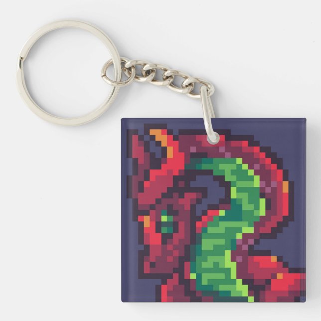 Pixelart, dragon key ring (Front)