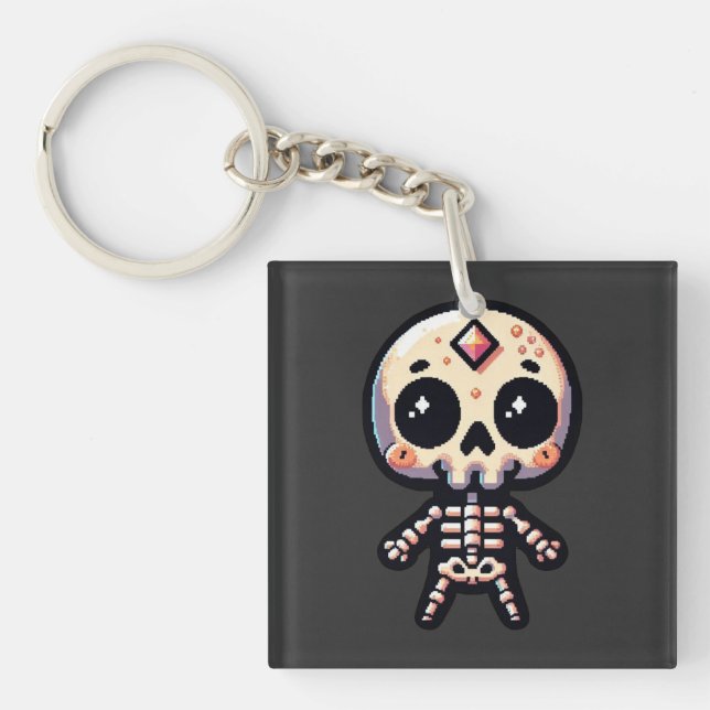 Pixelart Skeleton Key Ring (Front)