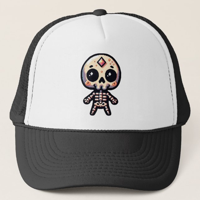 Pixelart Skeleton Trucker Hat (Front)