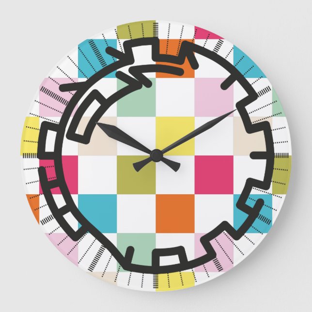 PIXELAT chained numbers by Masanser Large Clock (Front)