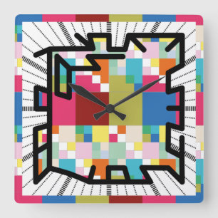 PIXELAT chained numbers by Masanser Square Wall Clock