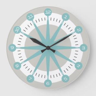 Pixelat sky-colored star by Masanser Large Clock