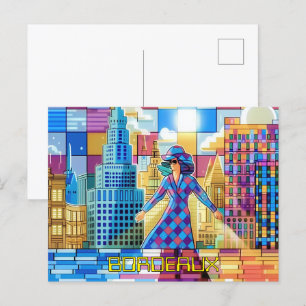 Pixelated 2D Game Art Bordeaux Postcard