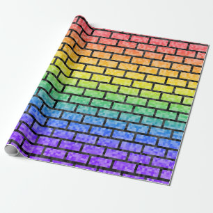 Pixelated 8-Bit Video Game Look Rainbow Spectrum Wrapping Paper