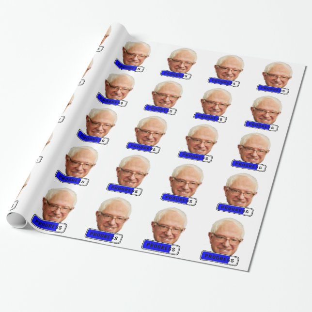 Pixelated Bernie Sanders - PROGRESS Wrapping Paper (Unrolled)
