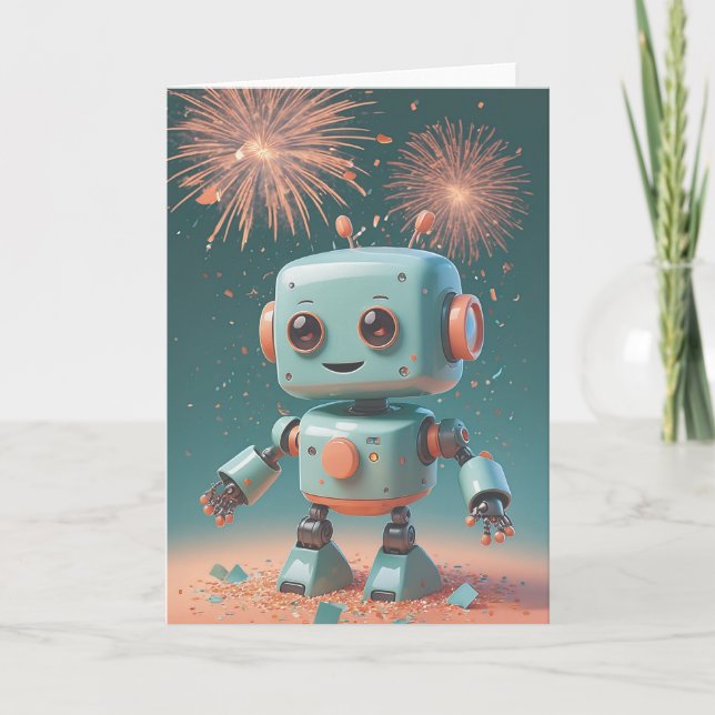 Pixelated Birthday Confetti Party Card (Front)