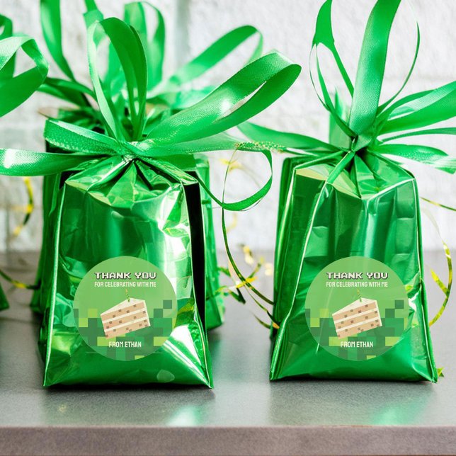 Pixelated Cake Thank You Circle Sticker (Creator Uploaded)