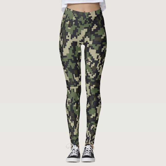 Pixelated Camouflage Print  Leggings (Front)