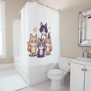 Pixelated Colorful Kitties Shower Curtain
