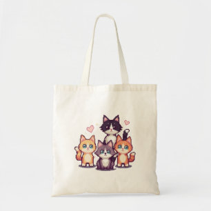 Pixelated Colorful Kitties  Tote Bag