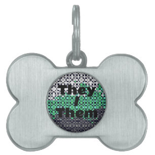 Pixelated Customisable Pronoun Neutrois Pride Flag Pet ID Tag
