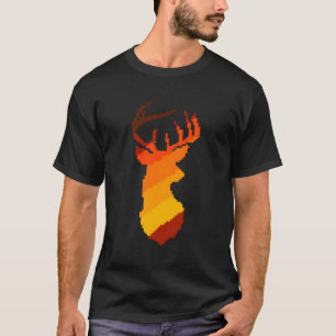 Pixelated Deer Buck Antlers Hunting T-Shirt