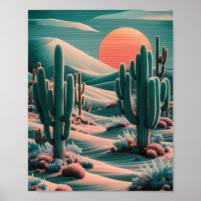 Pixelated Desert Oasis Poster (Front)