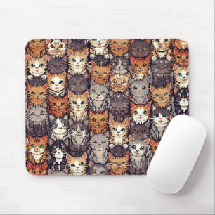Pixelated Digital Colorful Cats Mouse Pad
