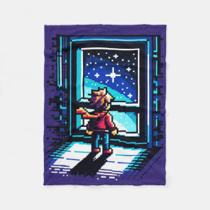 Pixelated Digital Exploration Fleece Blanket