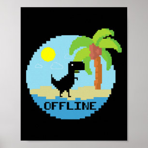 Pixelated Dinosaur Vacation Tech Enthusiasts Coder Poster