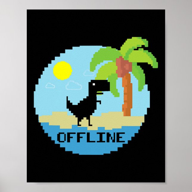 Pixelated Dinosaur Vacation Tech Enthusiasts Coder Poster (Front)