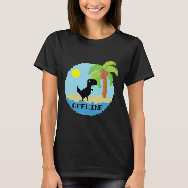 Pixelated Dinosaur Vacation Tech Enthusiasts Coder T-Shirt (Front)
