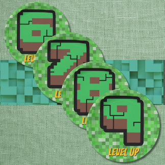 Pixelated Gamer Green Building Level Up 6 Paper Plate