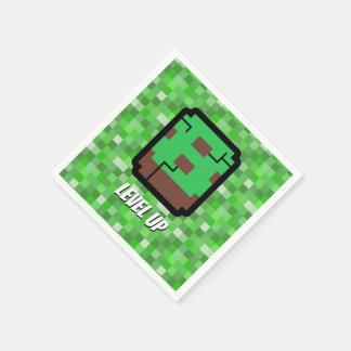 Pixelated Gamer Green Building Level Up 8 Napkin